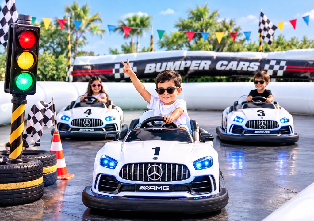 13x13 FT All-White Inflatable Bumper Car Track & Arena