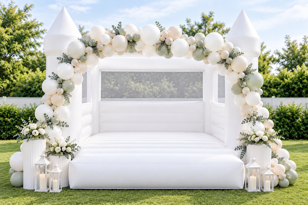 Large White Castle Bounce House with Slide (17x11x10 FT)